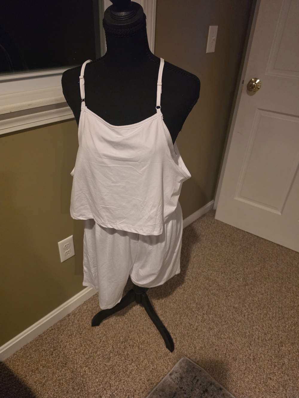 Women's White Sleeveless Romper with Adjustable Straps